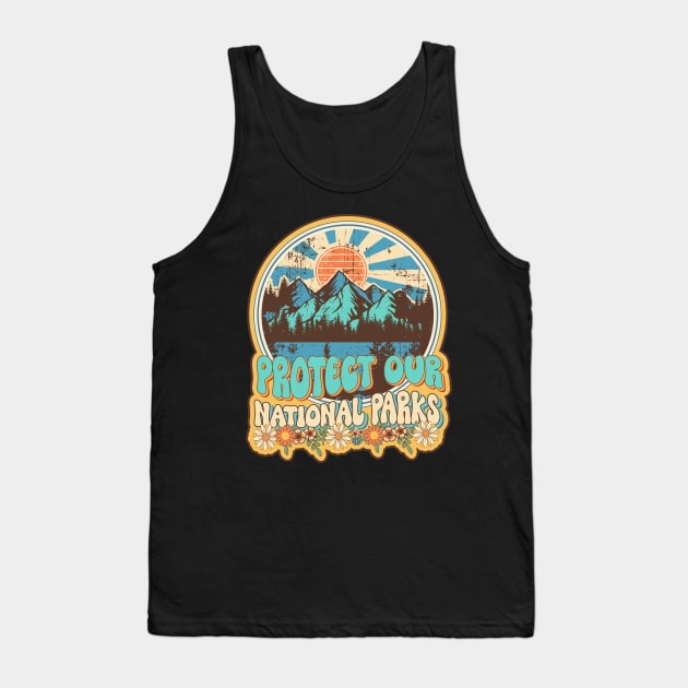 Protect our national parks retro climate call to action groovy hippie Tank Top by HomeCoquette